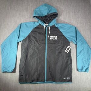 The Office Jacket Mens Medium Black Dunder Mifflin Fun Run Hooded Windbreaker